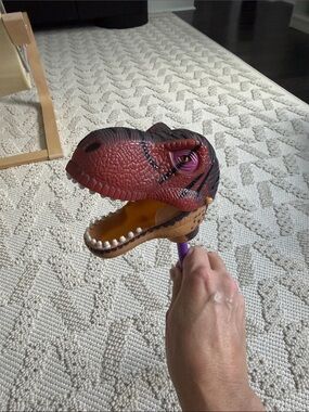 Reptile Hand Puppet Toy - Red and Brown Dinosaur Head